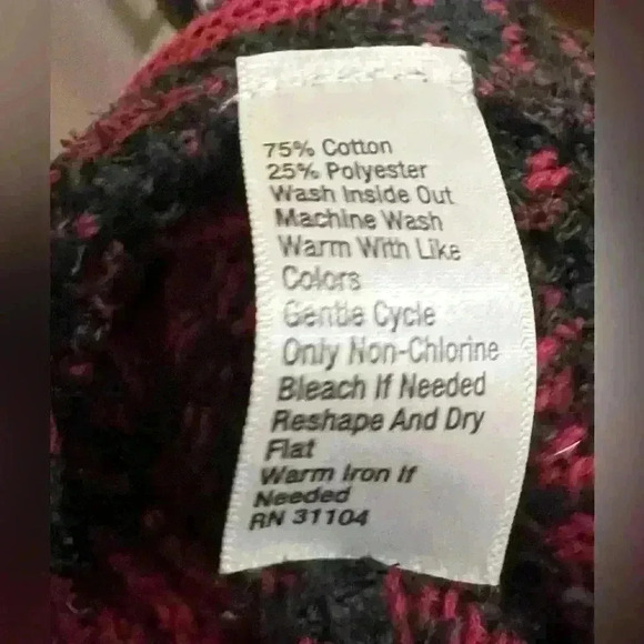 New Directions Open Front Knit Embellished Cadigan Sweater Size XL Red/Black - Picture 6 of 6